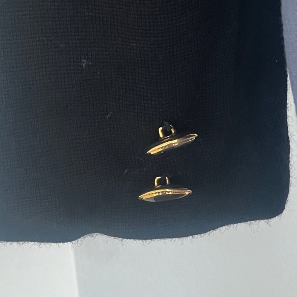 Vintage Sz L CW Clifford & Willis Black Wool Knit Mandarin Jacket Blazer Classic - Picture 10 of 16